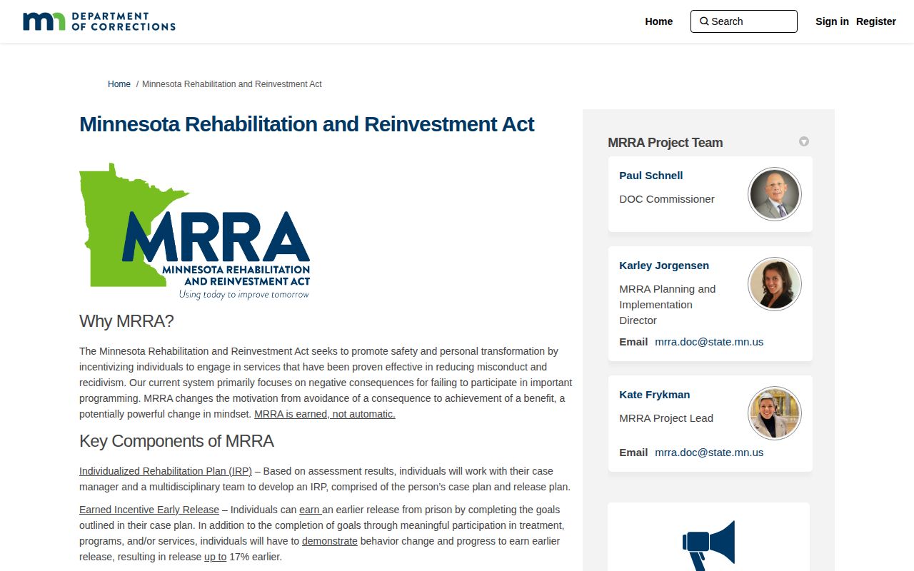 Minnesota MRRA information affecting a Grant County release date